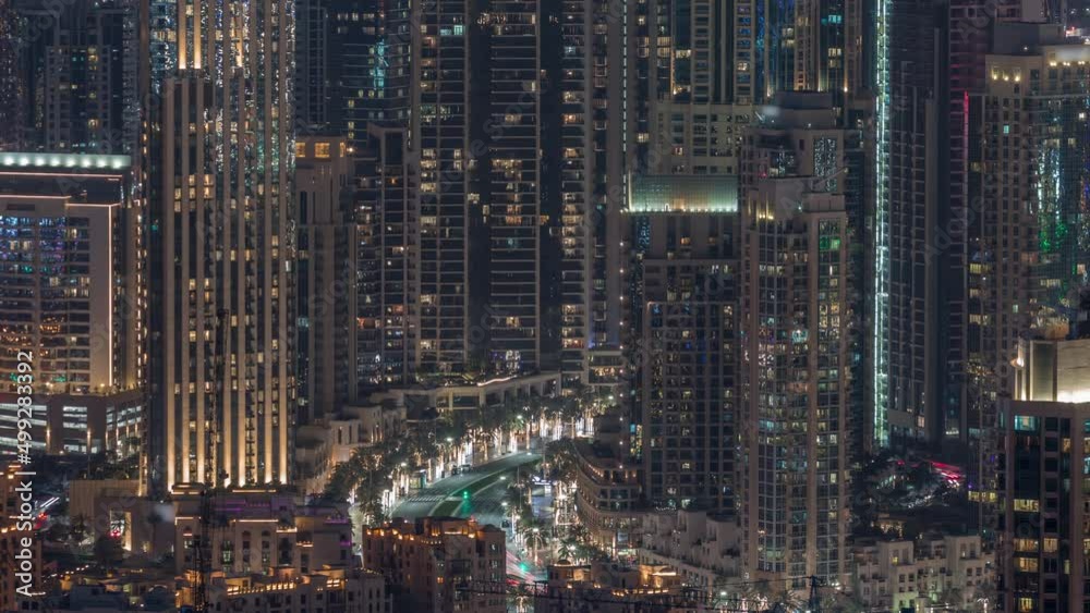 Intersection traffic night timelapse on Mohammed Bin Rashid Boulevard