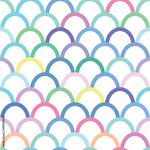 Colorful seamless fish scale vector pattern, mermaid print