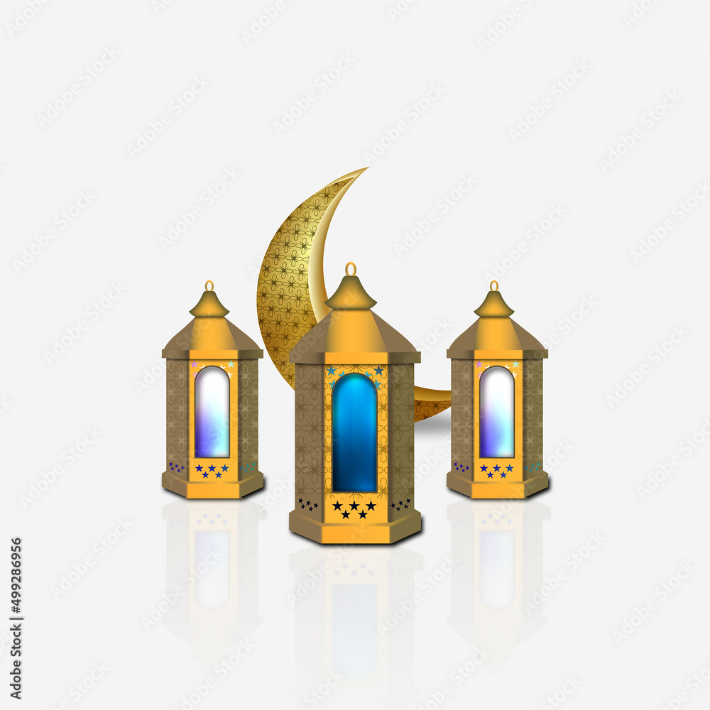 Eid Mubarak festival greeting lamps and Islamic architecture Eid Mubarak festival greeting lamps and Islamic architecture