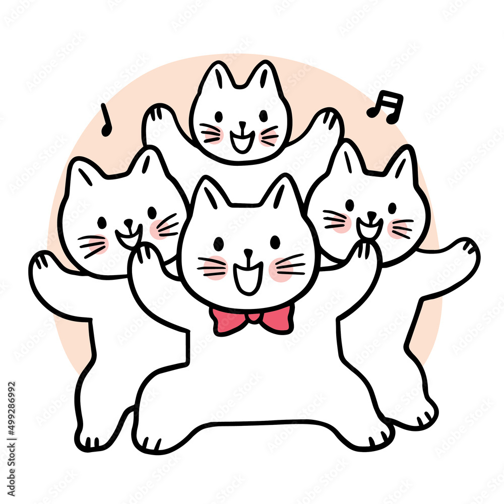 Fototapeta premium Cartoon cute funnt cats vector.