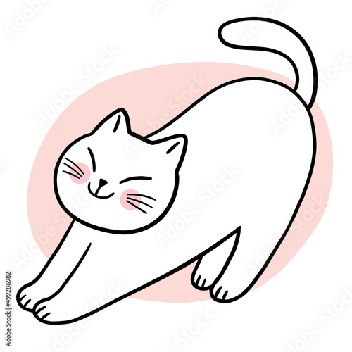 Cartoon cute cat relaxation in happy day vector.