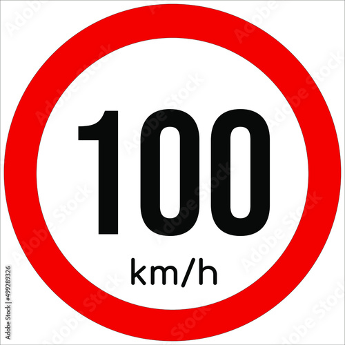 Wallpaper Mural Maximum speed limit illustration 100 km per hour. Traffic sign icon isolated on a white background Torontodigital.ca