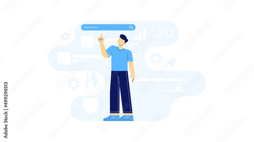 Flat illustration of Internet business SEO strategy Flat illustration of Internet business SEO strategy