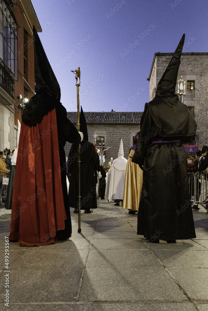  Procession of the steps of Jesus (original: Procesión de los Pasos), or of the Seven words on the cross, as it starts form the Avila's Cathedral square (April, 2022)