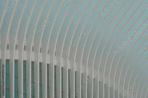 Abstract architectural detail with curved white beams