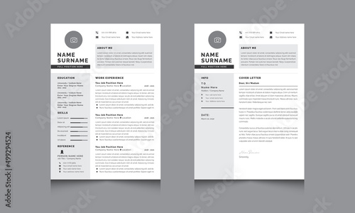 Creative Resume and Cover Letter Vector Template for Job Applications, Minimalist resume cv template, cv design template, Resume design