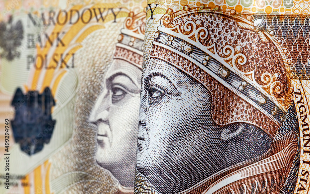 Obraz premium Polish European zlotys new paper banknotes
