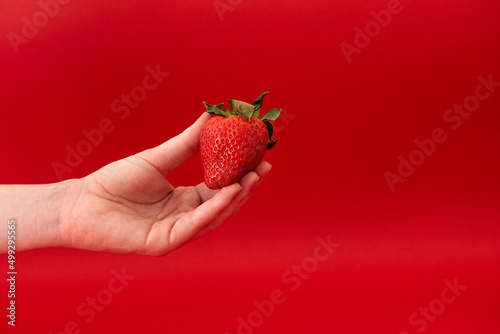 Strawberry on a red background