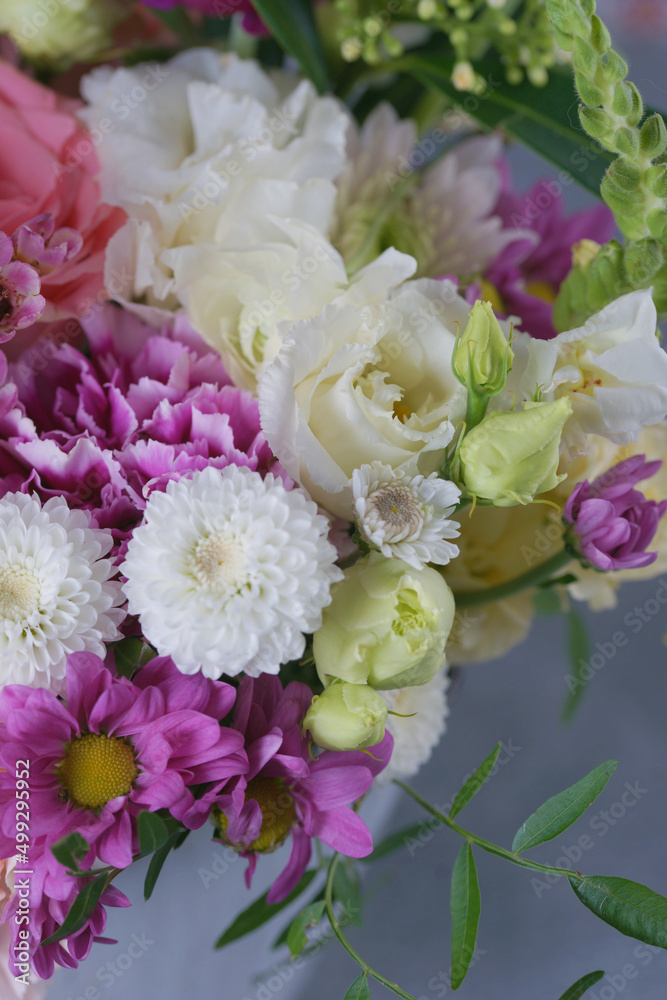 Decorative bouquet of many different small and large flowers Decorative bouquet of many different small and large flowers