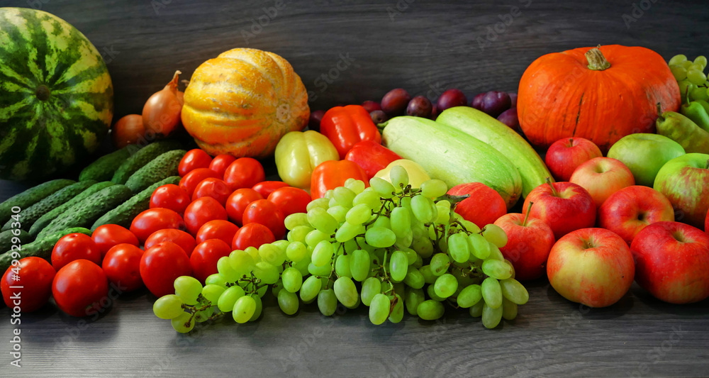 many different fruit and vegetables, green glocery shop, healthy fresh colored fruits and vegetables background delivery many different fruit and vegetables, green glocery shop, healthy fresh colored fruits and vegetables background delivery