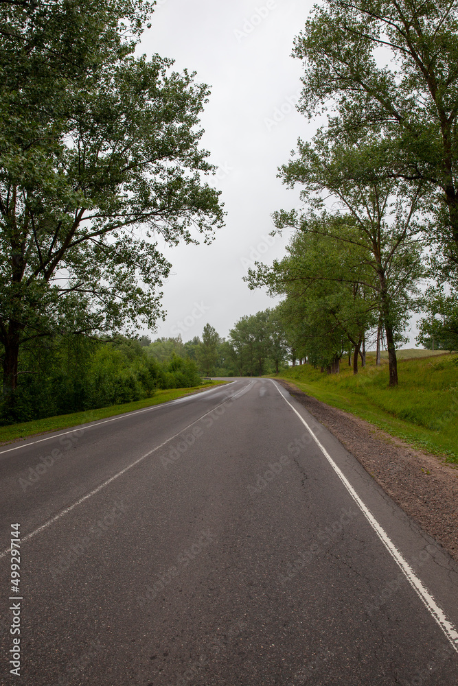 an empty old paved road an empty old paved road