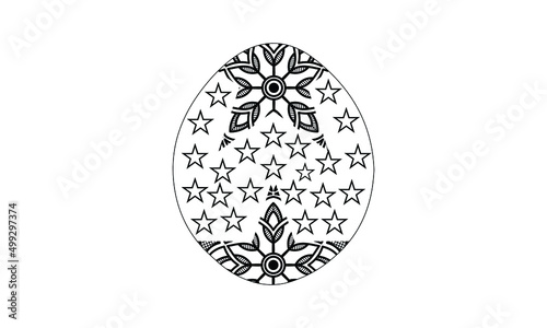 Happy Easter eggs with tribal ornament vector coloring page for adults.Easter eggs coloring pages.line art mandala with easter egg.best coloring page for adult .Easter eggs. Coloring book