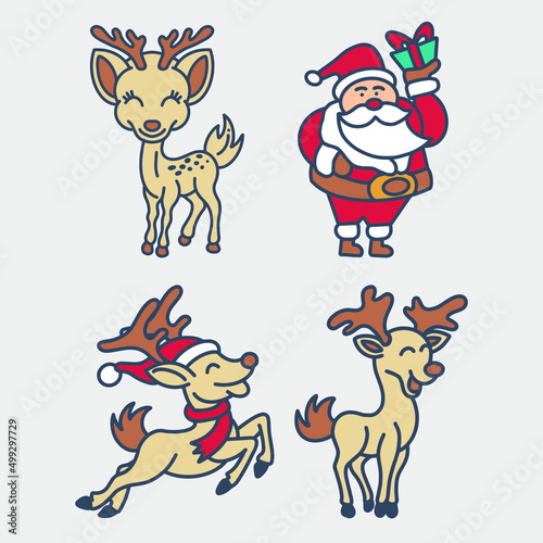 Deer and Santa Christmas Bundle Illustration