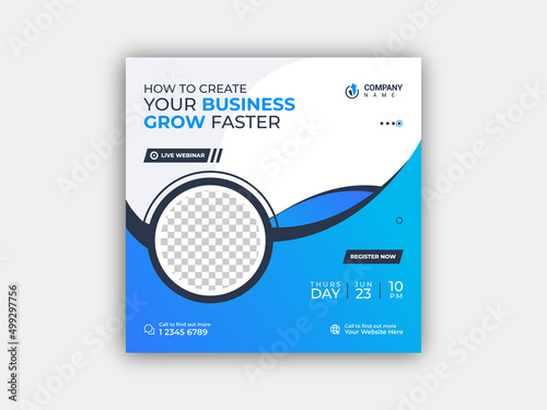 Digital marketing live webinar and business social media post template