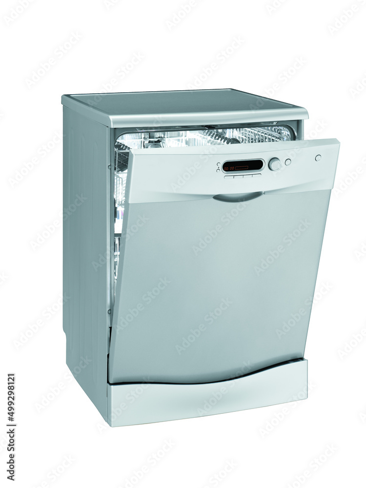 silver dishwasher open door, kitchen appliance silver dishwasher open door, kitchen appliance