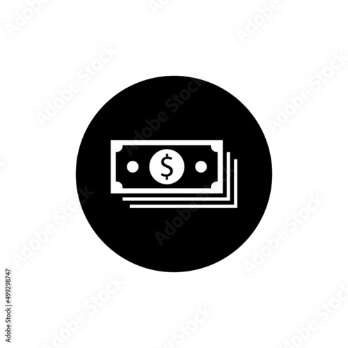 Dollar stack icon in black round