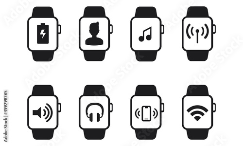 vector icon set smart watch clock function eps10