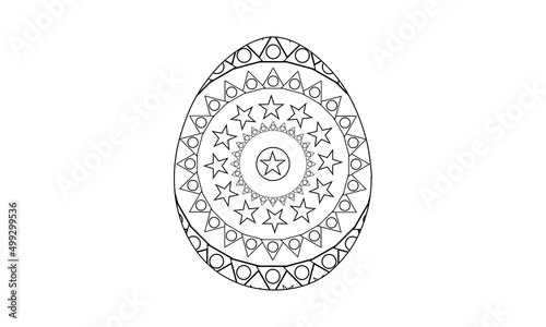 easter egg with doodle ornament on white background. Happy Easter. Vector coloring card. Cartoon Egg drawing. Spring holiday card.