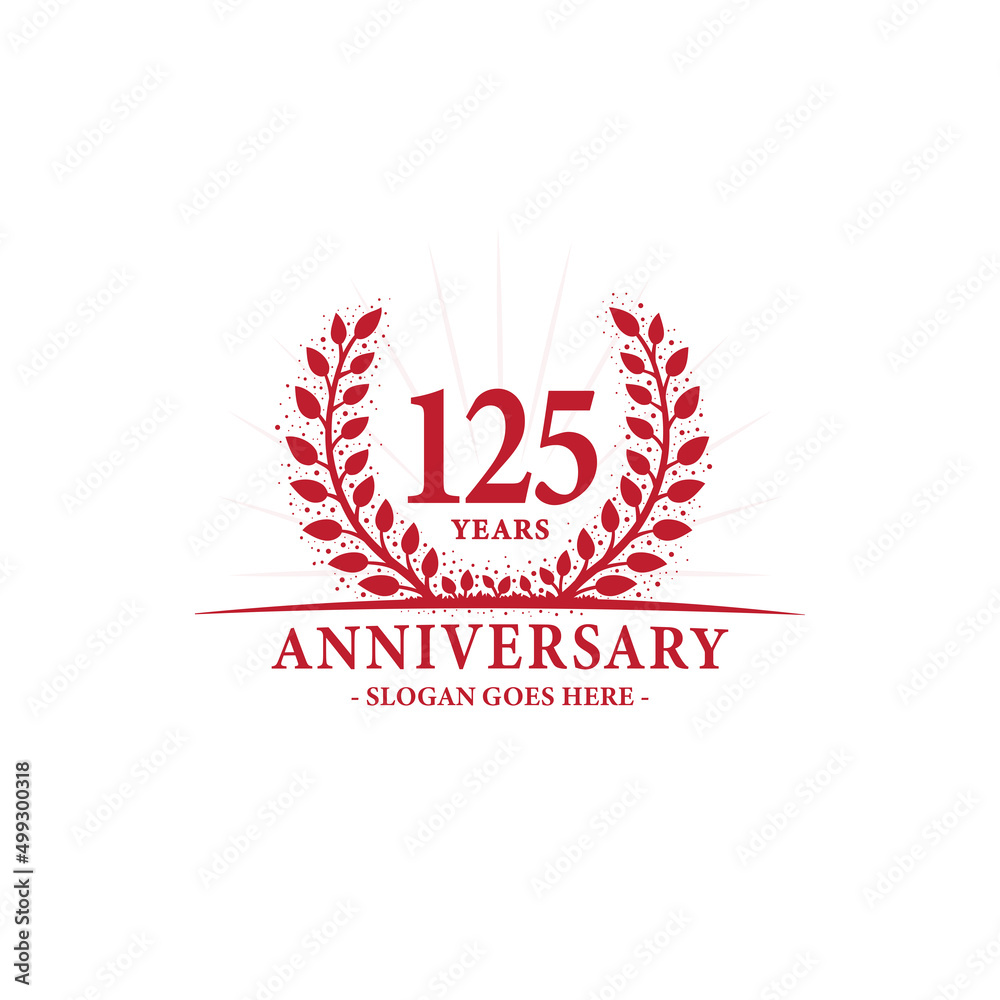 125 years celebrating anniversary logo. 125th years anniversary design template. Vector and illustration. 