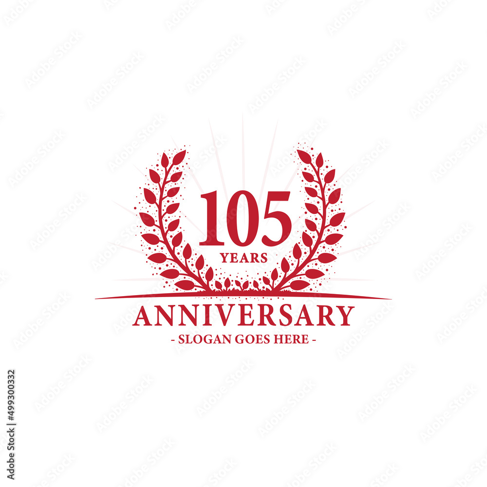 105 years celebrating anniversary logo. 105th years anniversary design template. Vector and illustration. 