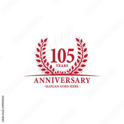 105 years celebrating anniversary logo. 105th years anniversary design template. Vector and illustration. 