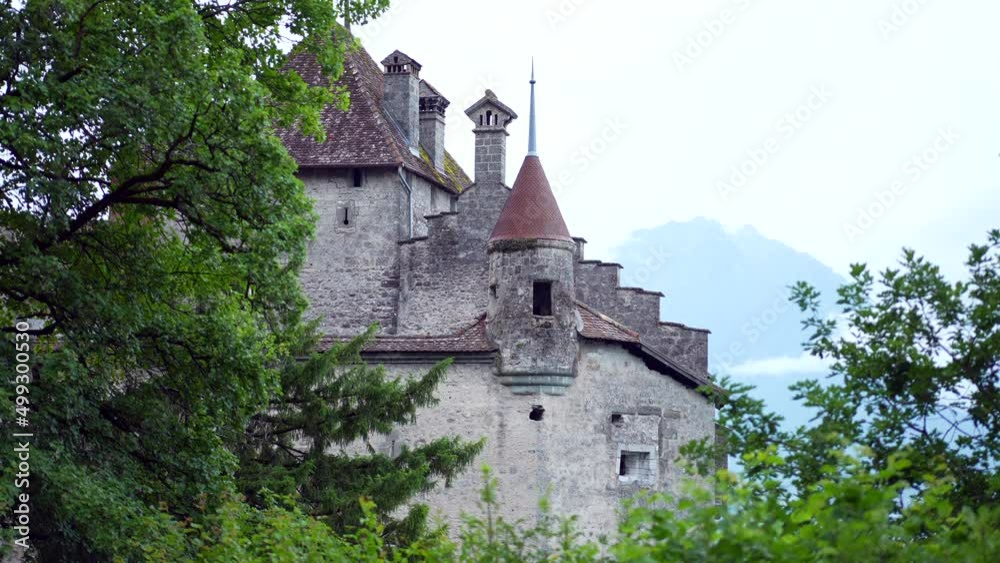 Ancient European castle outside of antique architecture Ancient European castle outside of antique architecture