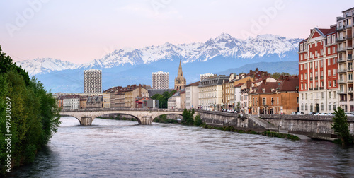 Grenoble, France, historical city center on Isere river photo