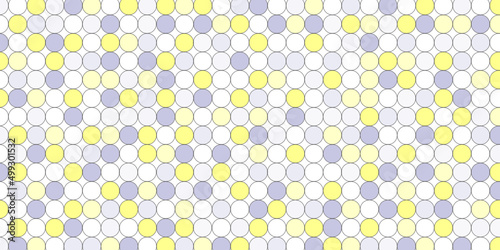 Abstract geometric circles background. Halftone geometry style round circle wallpaper. Minimalist yellow, white and grey modern circles and dots pattern