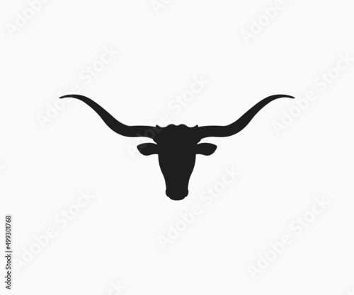 Silhouette texas longhorn symbol. Bull head logo icon vector.