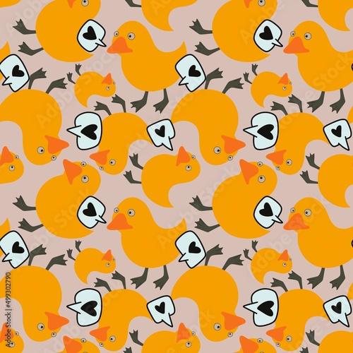 Animals seamless yellow ducks pattern for fabrics and textiles and packaging and gifts and cards and linens and kids