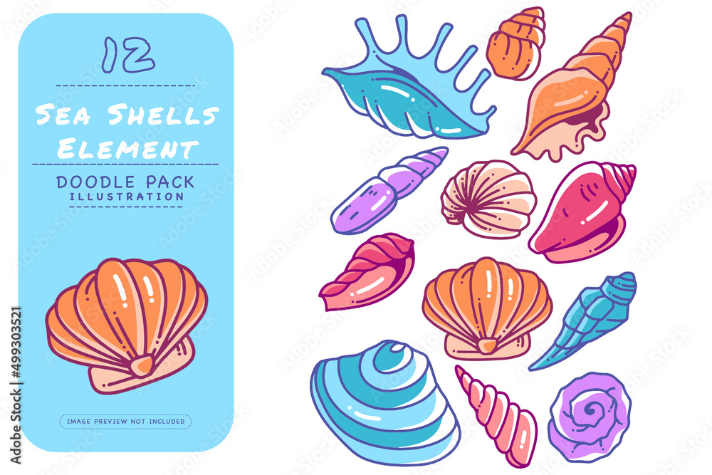 Sea Shells Doodle Illustration Pack
