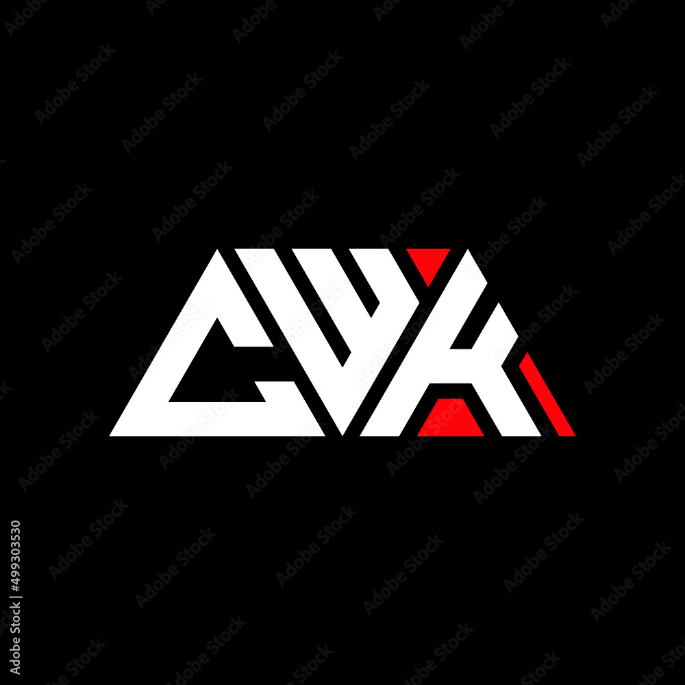 CWK triangle letter logo design with triangle shape. CWK triangle logo design monogram. CWK triangle vector logo template with red color. CWK triangular logo Simple, Elegant, and Luxurious Logo... - obrazy, fototapety, plakaty 