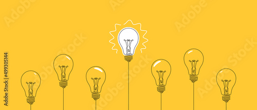 Glowing light bulb creative idea and difference concept. Vector illustration photo