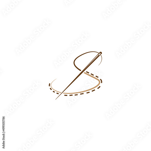 letter s logo illustration needle vector design
