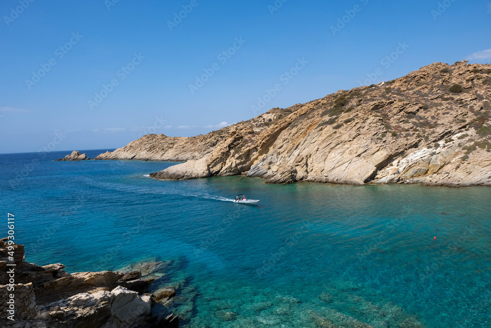 Speed boat arriving to Tripiti beach, Ios, Greece. Speed boat arriving to Tripiti beach, Ios, Greece.