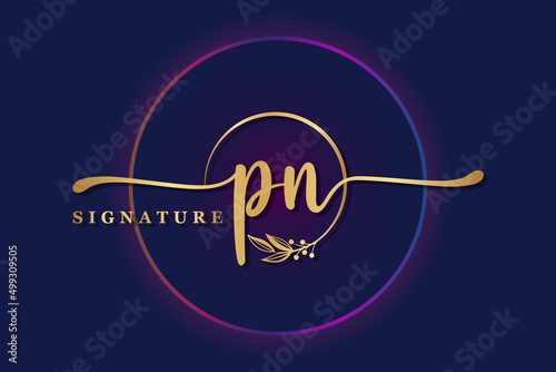luxury signature logo design initial pn. Handwriting vector logo design illustration image