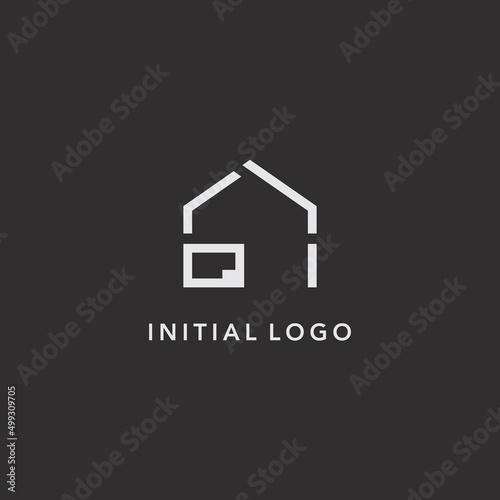 Initials QI roof real estate logo design