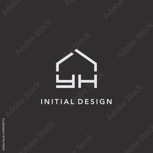 Initials YH roof real estate logo design