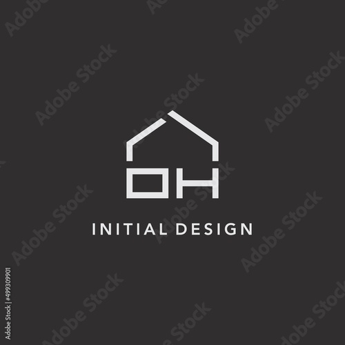 Initials OH roof real estate logo design