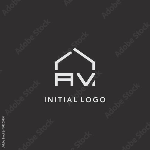 Initials AV roof real estate logo design