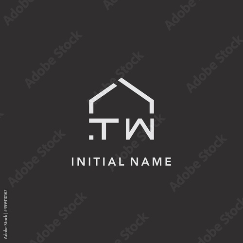 Initials TW roof real estate logo design