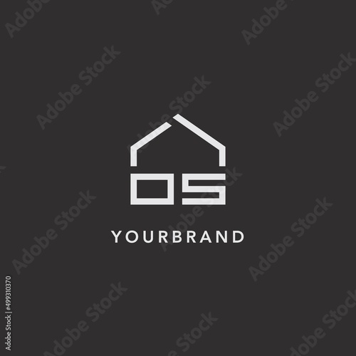 Initials OS roof real estate logo design