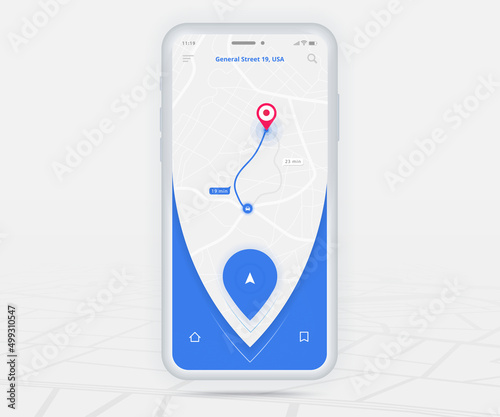 Map GPS navigation app ux ui concept, Mobile map application, Smartphone App search map navigation, Technology map, City navigate maps, City street, gps tracking, Location tracker, Vector illustration