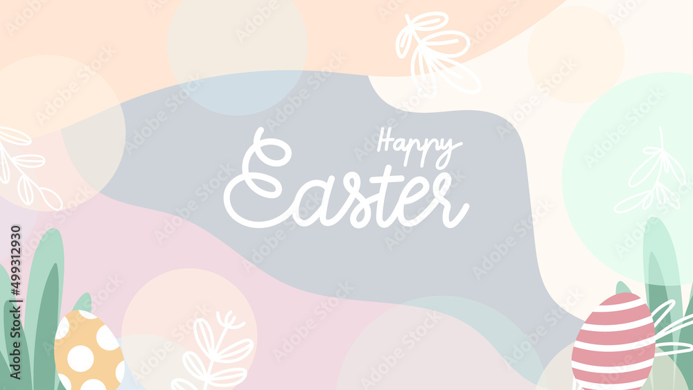 Happy Easter hand written with bunny and for easter day on pink background ,illustration Vector EPS 10