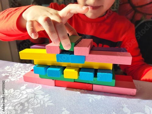 child playing with blocks