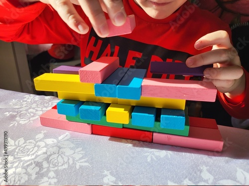 child playing with blocks