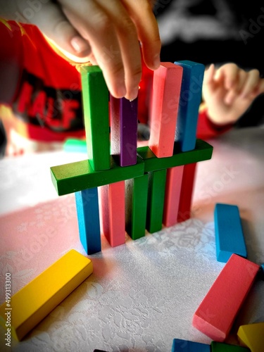 child playing with blocks