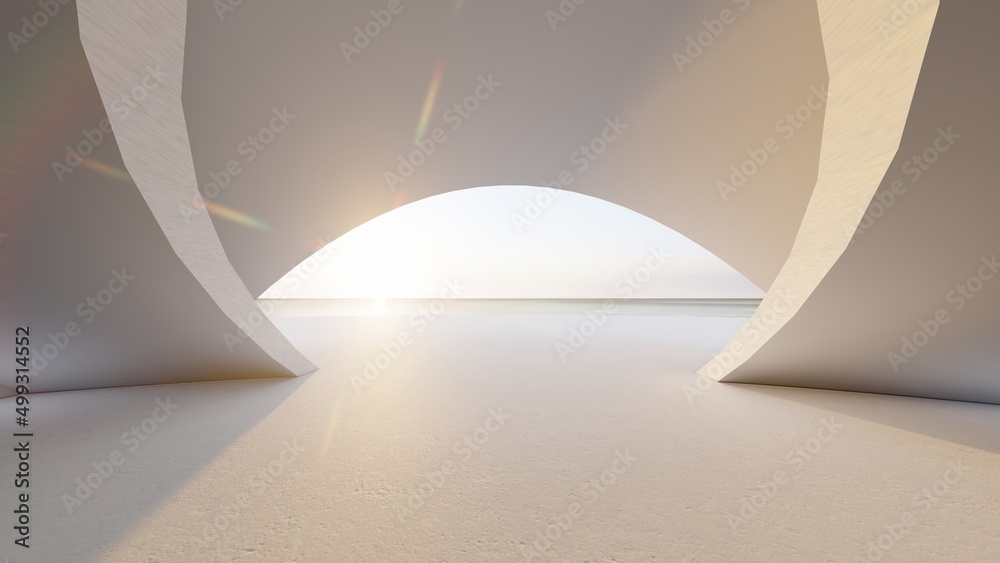 Fototapeta premium Architecture background empty interior with curved openings 3d render
