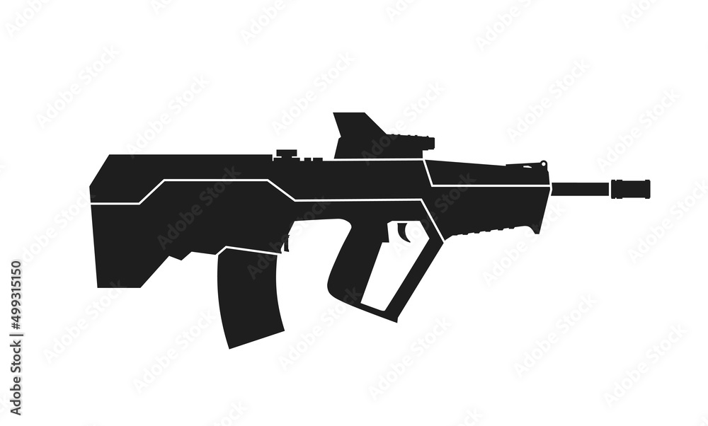 israeli assault rifle tavor tar-21. weapon and army symbol. isolated vector image for military design