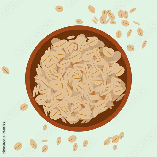 Flat design vector illustration of oatmeal on green background